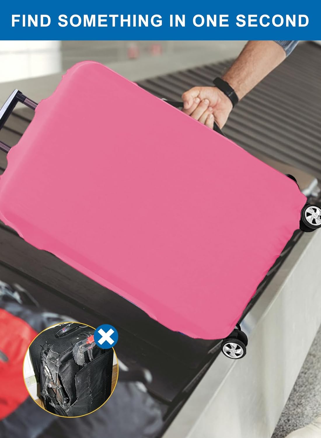 Homarket Travel Luggage Cover Suitcase Protector Fits 18-32 Inch Luggage and Washable Baggage Covers (L(26-28 inch luggage), Black)