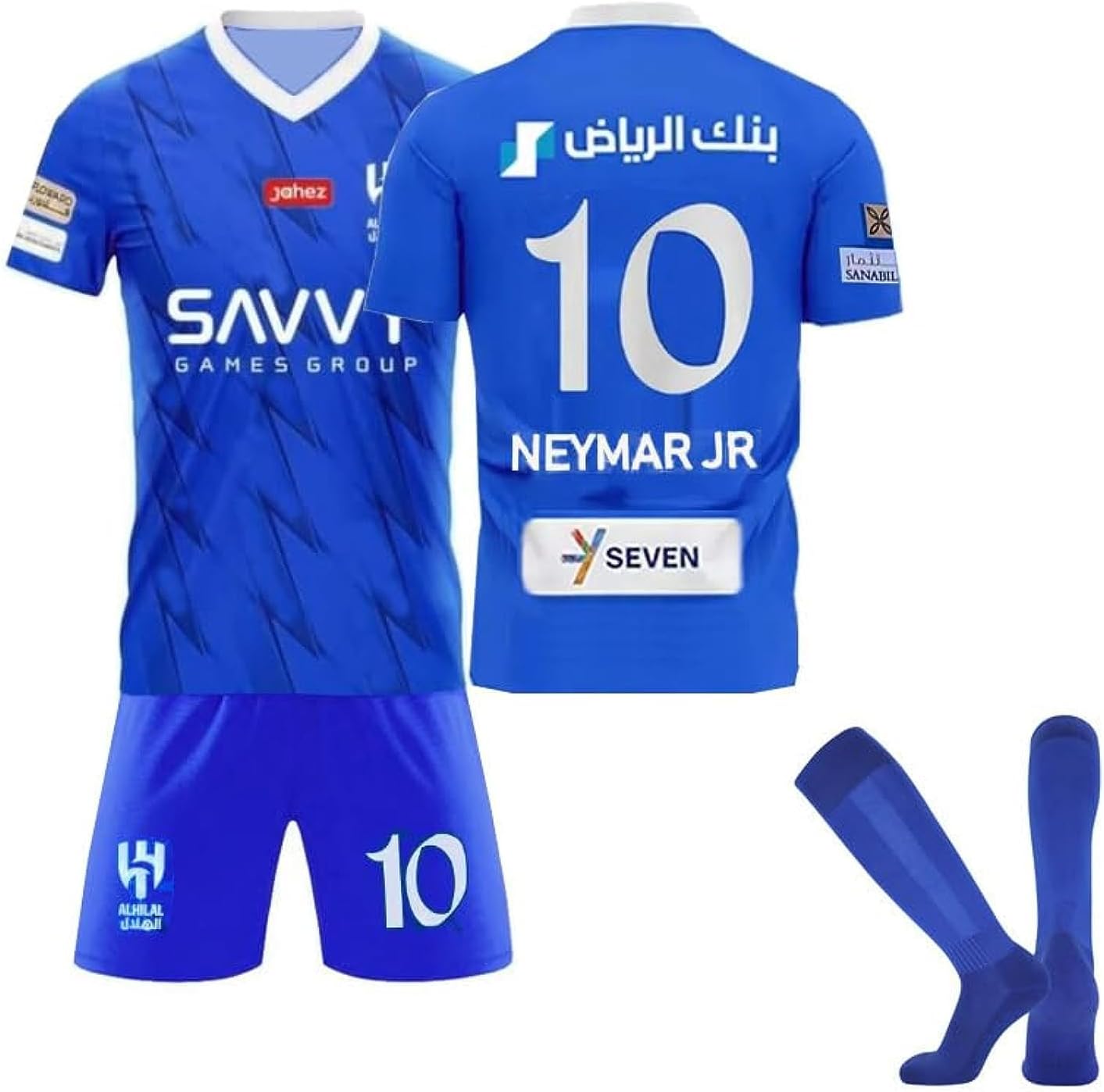 GGEROU Football Jersey Set for Kids, League Riyadh Crescent Jersey Home No #10 Neymar JR Soccer Jersey,Football Soccer Jersey Set Youth Sizes Football Tracksuits for Kids Fans