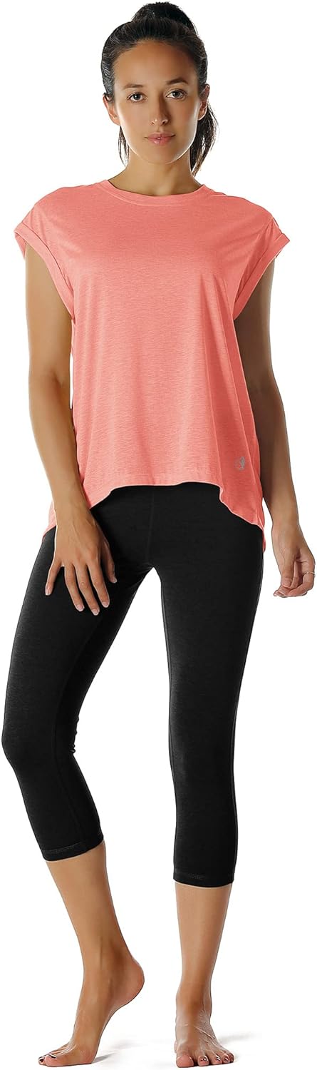 icyzone Open Back Workout Top Shirts - Yoga t-Shirts Activewear Exercise Tops for Women(Pack of 2)