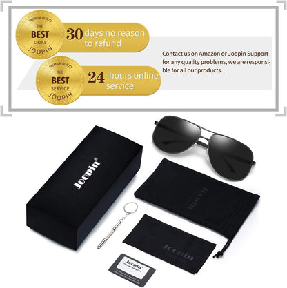 Joopin Rectangular Sunglasses for Men, Al-Mg Metal Frame Military Men Sun Glasses Driving UV Protection