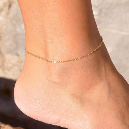 Tasiso Dainty Ankle Bracelets for Women 14K Gold Plated Paper Clip Figaro Satellite Beaded Link Chain Anklets Simple Cuban Lip Chain Anklet Bracelet Summer Beach Foot Jewelry Gift