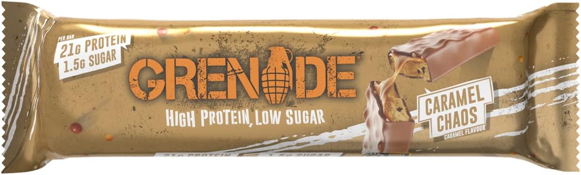 Grenade High Protein, Low Sugar Bar - Chocolate Chip Salted Caramel, 12 x 60 g