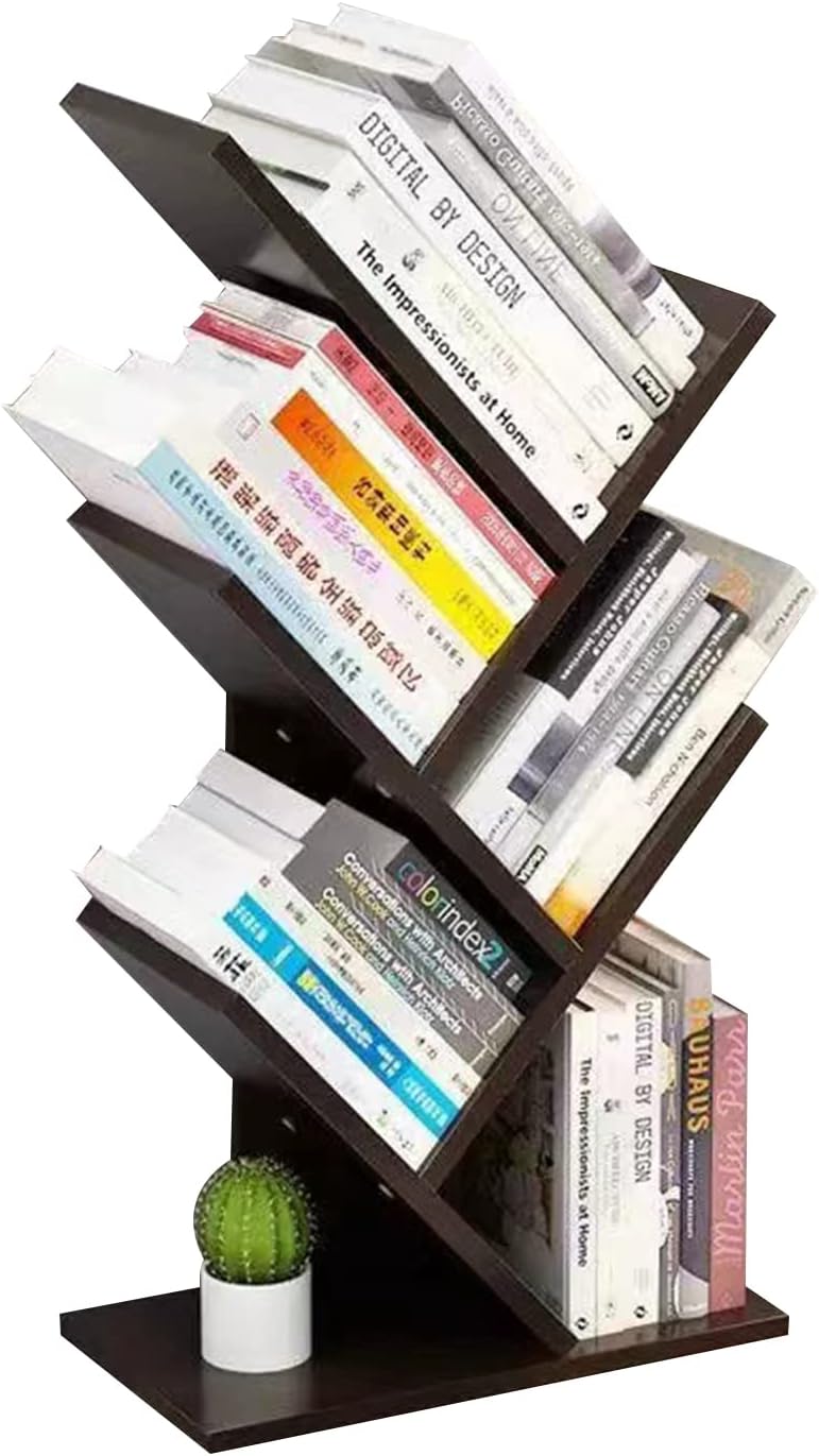 Beauenty Desktop Tree Bookshelf,Display Storage Shelf 5Tier,Wood Bookcase For Home/School/Book/Magazine/Office/StudyTable/Bedroom (Brown)