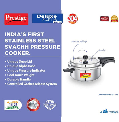 Prestige Stainless Steel Cooker Dlx Alpha Svachh Baby Handi 2 Ltr Cooker Mpd20266 | Silver