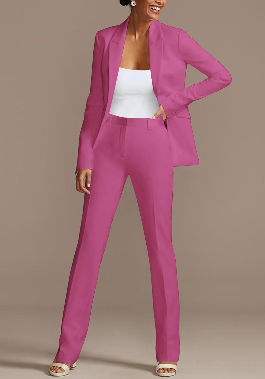 Womens Fall Fashion 2 Piece Blazer Sets Open Front Blazers and Slim Fit Pants Suits Set