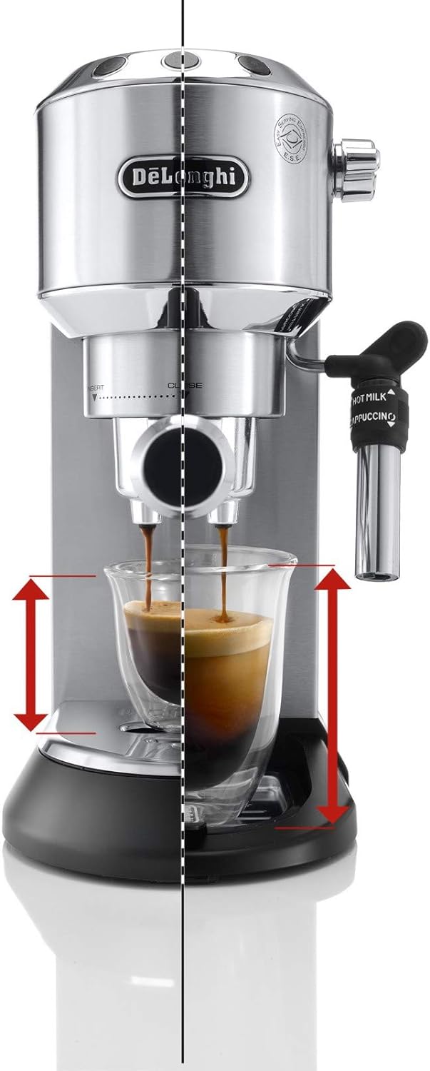 De'Longhi Dedica Pump Espresso Manual Coffee Machine with FREE Electric Coffee Grinder | Cappuccino, Latte, Milk Frother | Stainless Steel Grinding Blade With 12 Settings | EC685.M+KG79 (Metal)