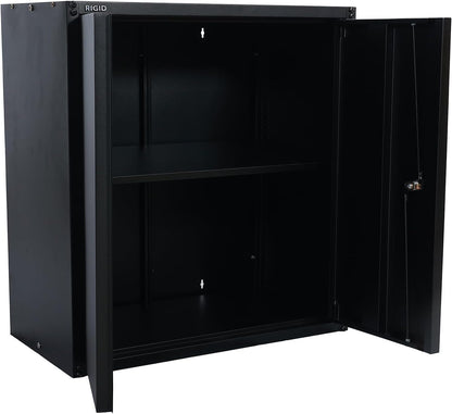 RIGID Wall Mounted Cabinet, Steel Filing Cupboard with Shelves Storage Compartment (Black)