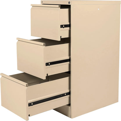 RIGID Steel Vertical Filing Cabinet Large Storage steel Cabinet, Metal Portable Cabinet with 3 Drawers for Legal (White)