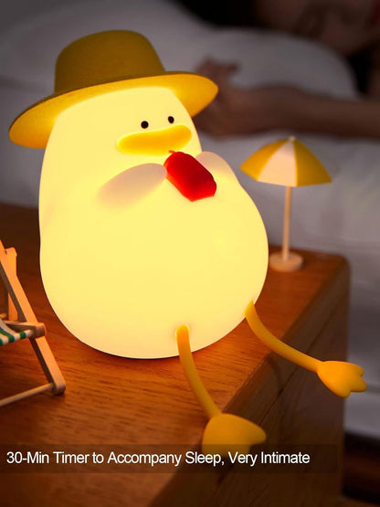 Happy Duck Kids Night Light, Silicone Nightlight for Kids, Cute and Dimmable Silicone Lamp for Soothing Bedtime Ambianc