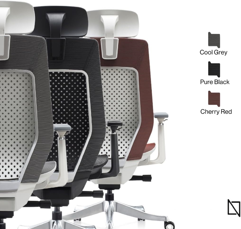 Navodesk ROVER Chair, Full Mesh Modern Office Chair with Chrome Base - Ergonomic Adjustable Office Chair With 3D Armrests - High Back Chair With Breathable Mesh Seat (COOL GREY)