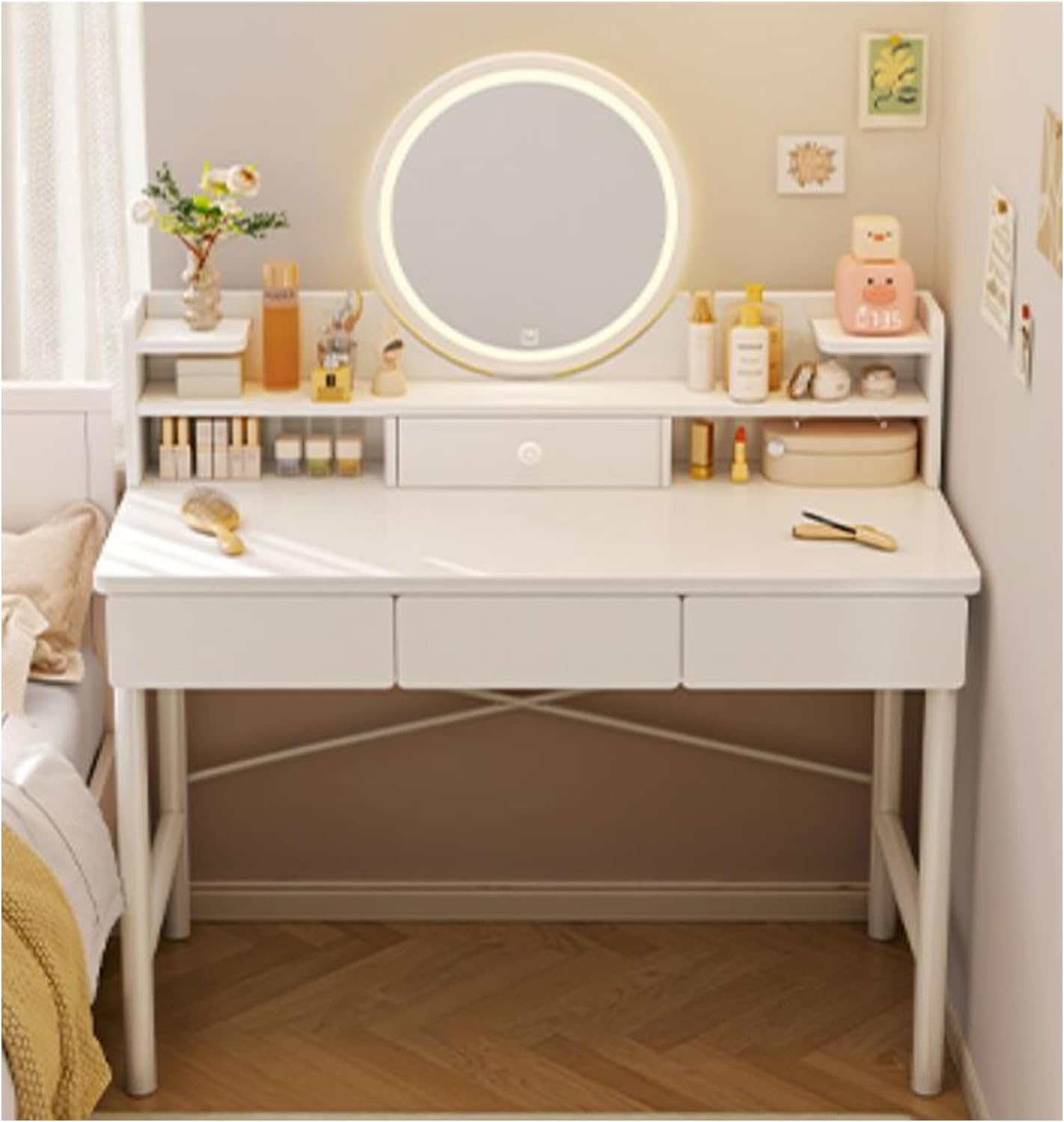 Makeup Vanity Table Dressing Table Flip Mirror With Drawers