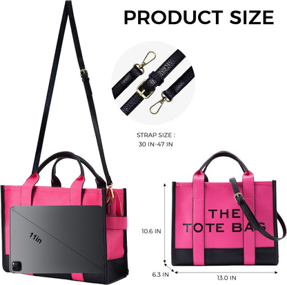 The Tote Bags for Women - Large PU Leather Tote Bag Trendy Travel Tote Bag Handbag Top-Handle Shoulder Crossbody Bags