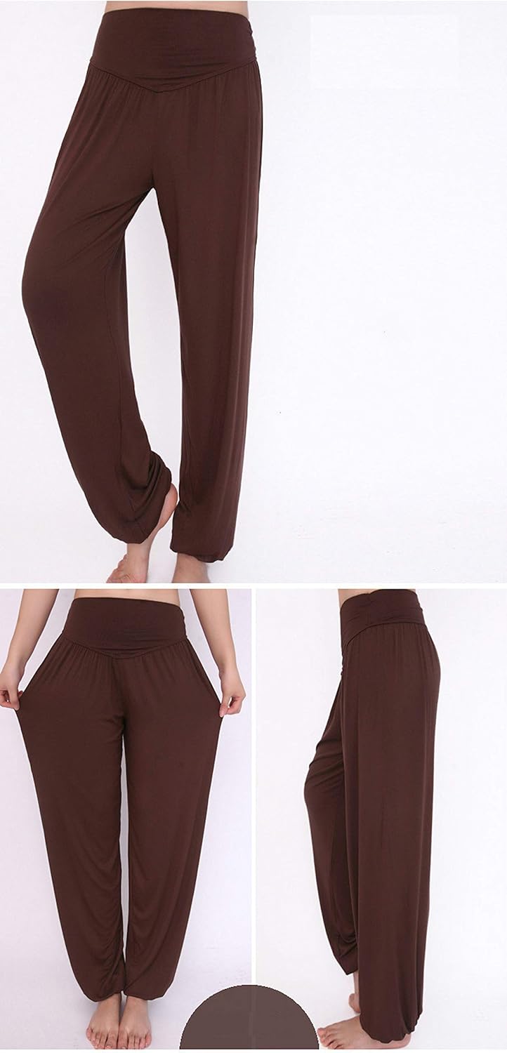 WSLCN Cropped Pants Harem Bouffant Soft Spandex Modal Yoga Pilates Pants Loose Trousers