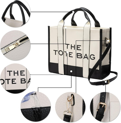 The Tote Bags for Women - Large PU Leather Tote Bag Trendy Travel Tote Bag Handbag Top-Handle Shoulder Crossbody Bags