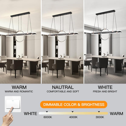 YATAI Modern LED Chandelier Dining Room, Black Creative Chandelier Light for Kitchen Island Table, Dining Table, Adjustable Color Temperature and High Chandelier Lamp(187W)