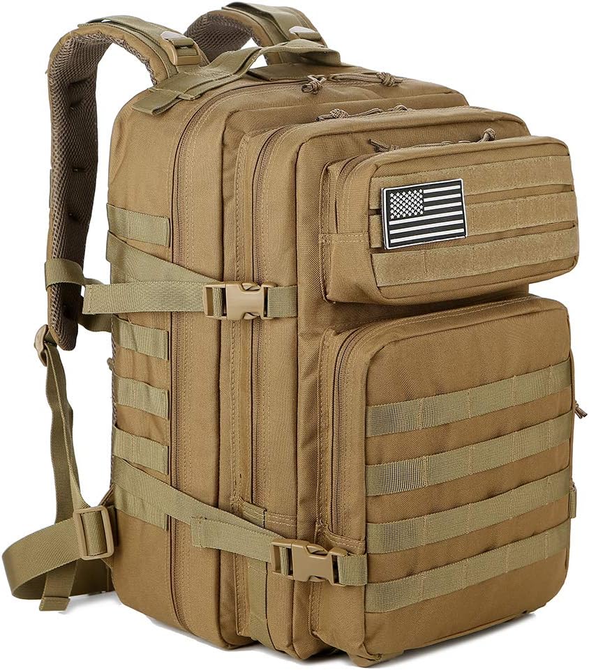 QT&QY 45L Military Tactical Backpacks Molle Army Assault Pack 3 Day Bug Out Survival Bag Hiking Treeking Rucksack