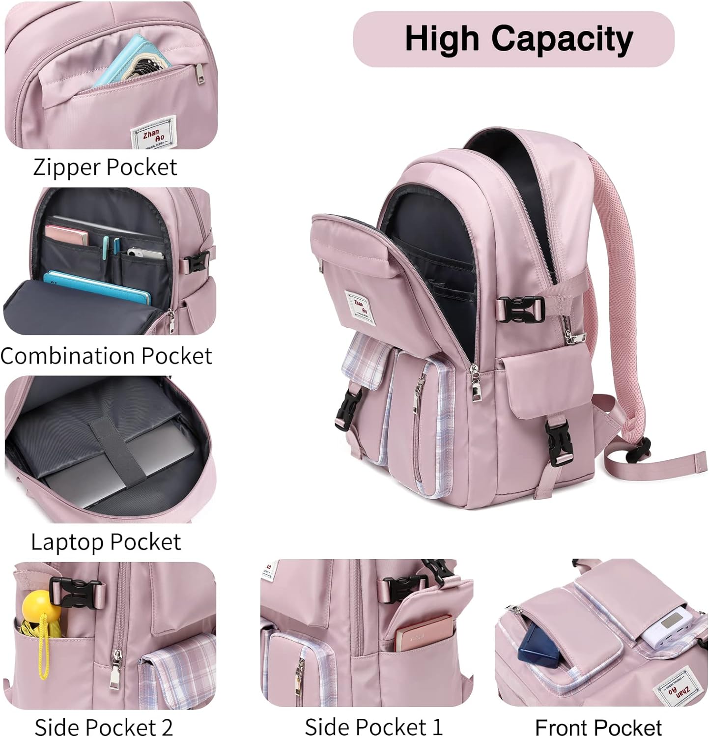 FANDARE Casual Backpack Girl School Bag Boy Daypacks Large Laptop Bag Students College Daypacks Bookbag fit 15.6 inch Laptop Teens Travel Spring Outing Shopping Rucksack Waterproof Polyester