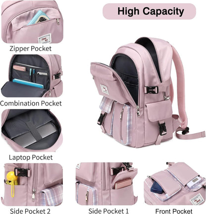 FANDARE Casual Backpack Girl School Bag Boy Daypacks Large Laptop Bag Students College Daypacks Bookbag fit 15.6 inch Laptop Teens Travel Spring Outing Shopping Rucksack Waterproof Polyester