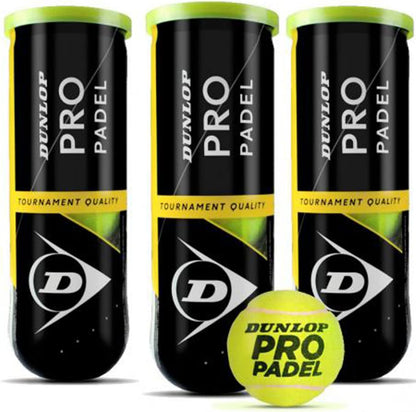 Dunlop Sports Pro Padel 3-Balls Can – Tournament Quality Pressurized Balls, Great Control and Extended Durability (3 Pack/Yellow)