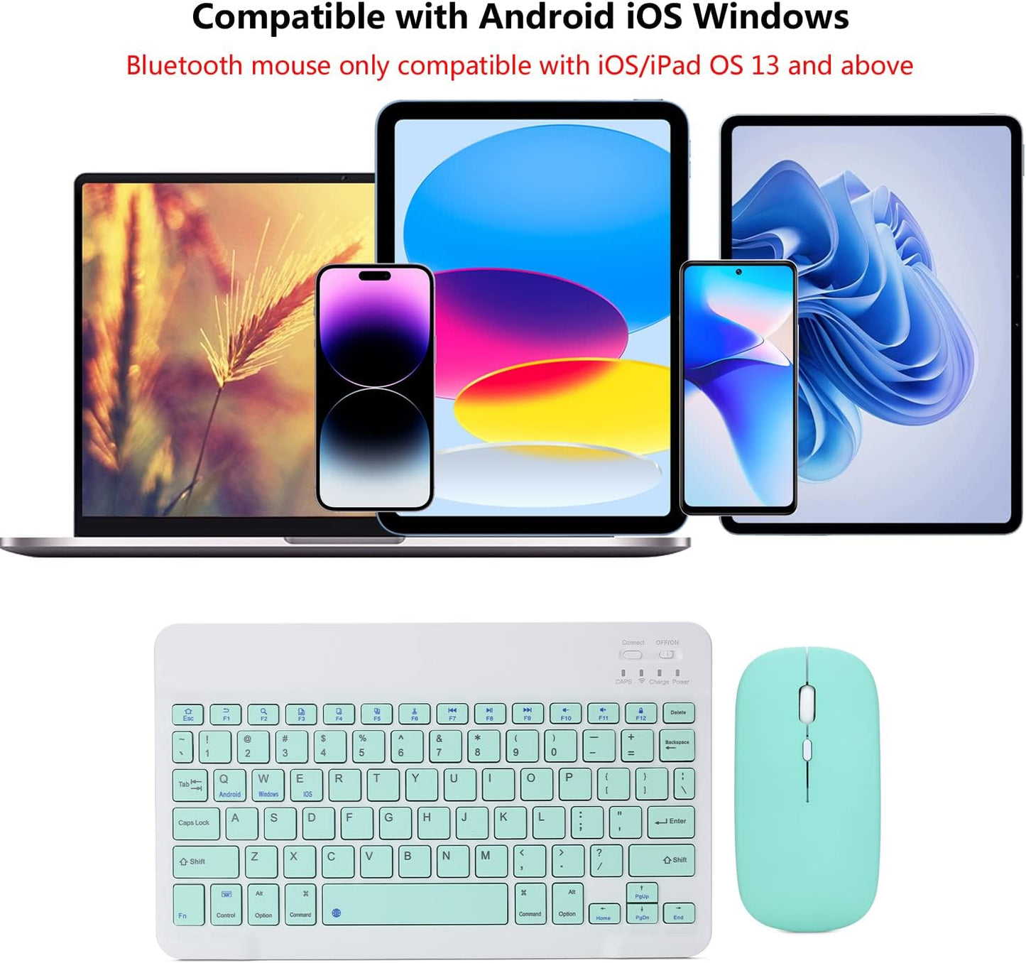 Rechargeable Bluetooth Keyboard and Mouse Combo Ultra-Slim Portable Compact Wireless Mouse Keyboard Set for Android Windows Tablet Cell Phone iPhone iPad Pro Air Mini, iPad OS/iOS 13 and Above (Pink)