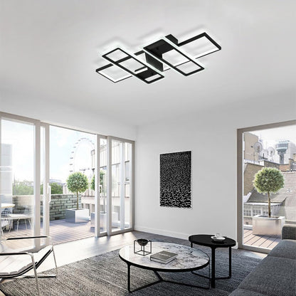 Jaycomey Dimmable Square LED Ceiling Lights, Ceiling Modern Light Acrylic Flush Mount Ceiling Lamps with Remote Control, 50W Black Ceiling Light Fixture for Living Dining Room Bedroom Kitchen