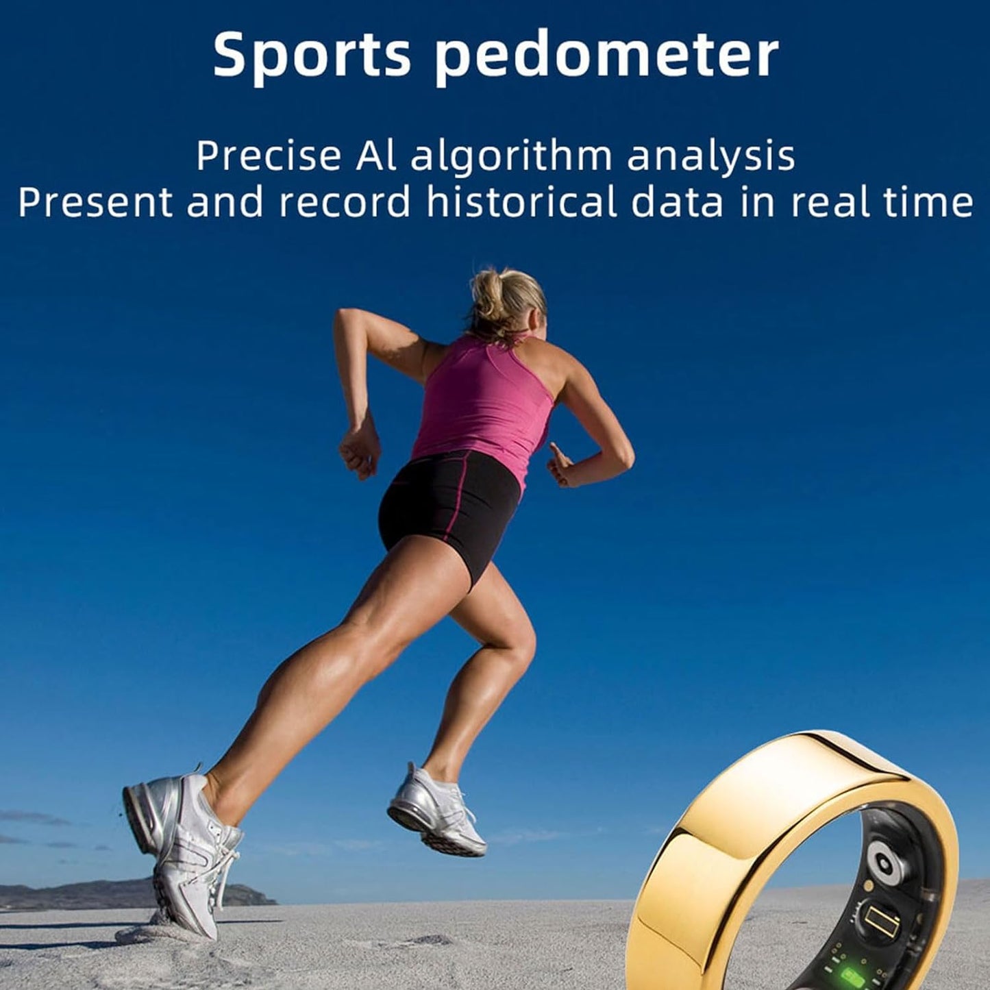 All-in-one Wearable Device, Multi-functional Smart Ring, Records Steps, Distance, Calories, Heart Rate And Other Data, Sleep Monitoring 8 Gold