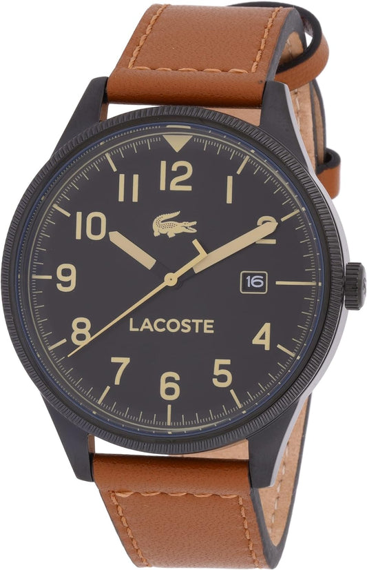 Lacoste Mens Quartz Watch, Analog Display and Leather Strap 2011021, Brown