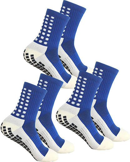 Rness Football Socks, Anti-Slip Soccer Socks, Non-Slip Grip Pads Athletes Socks, Football Basketball Sports, 3 Pairs