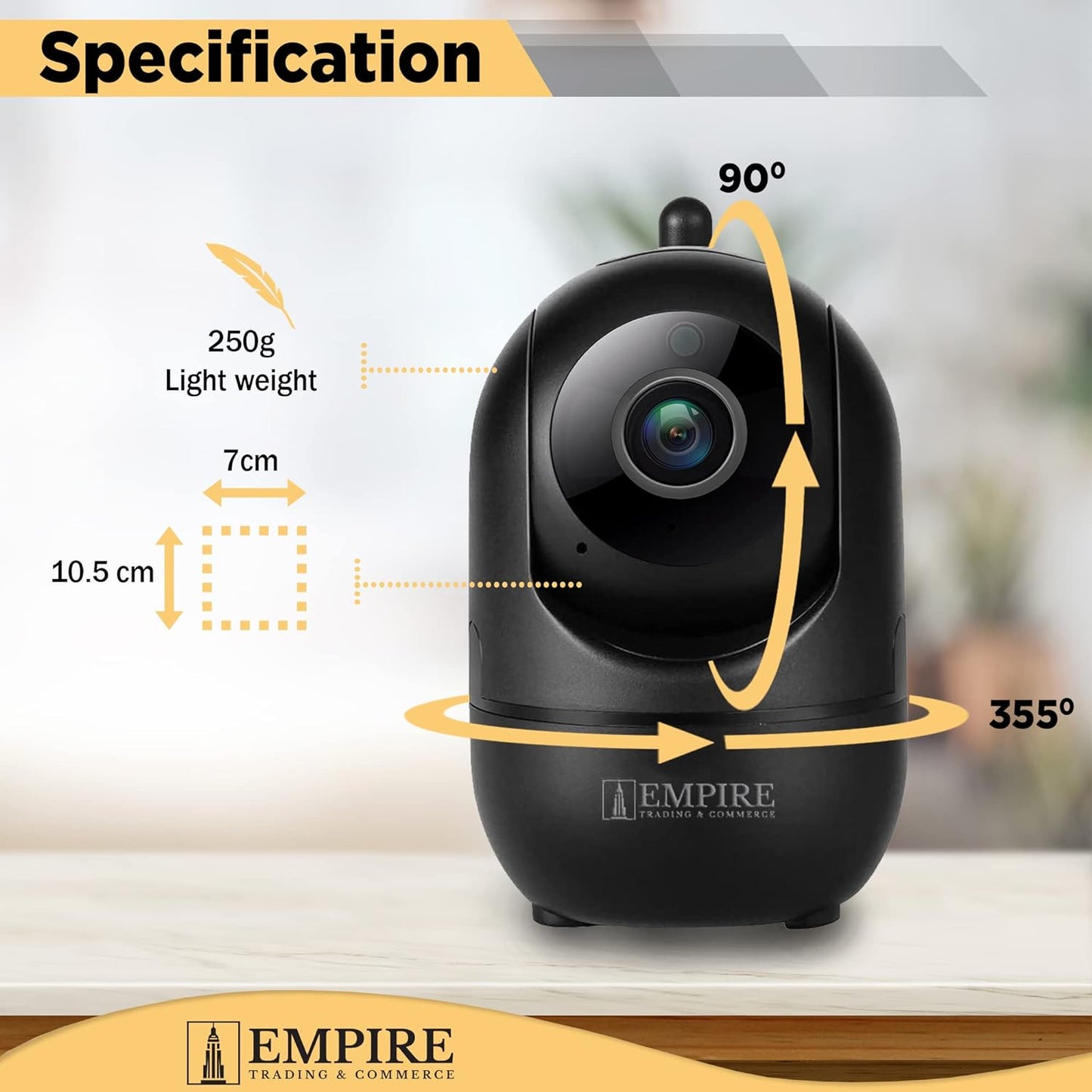 Empire Home Security Camera, 1080P HD Video Cameras for Home Security, 2.0 MP Smart Tracking Indoor Camera, Wireless Cameras for Home Security with 355° Rotation/Night Vision/Support Voice Monitoring