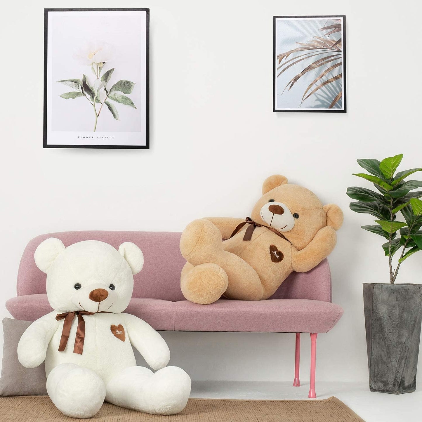 MissTiara Giant Plush Teddy Bear 100cm Cute Soft Stuffed Plush Toy Best Gifts for Valentine’s Day Birthday Party or Any Special days (Pink A)