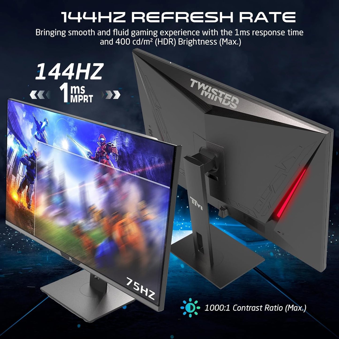 Twisted Minds 28" Uhd 144Hz Gaming Monitor-Fast Response Time 0.9Ms Led-3840*2160 Resolution Freesync And G-Sync Supported Monitor