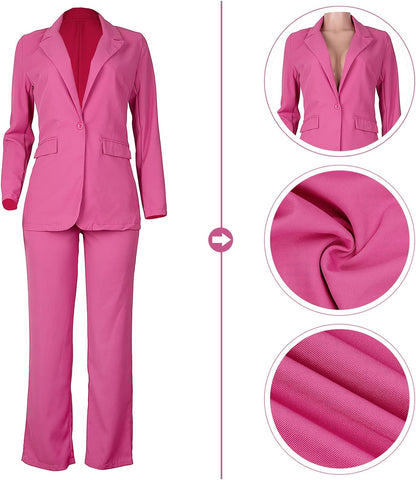 Womens Fall Fashion 2 Piece Blazer Sets Open Front Blazers and Slim Fit Pants Suits Set