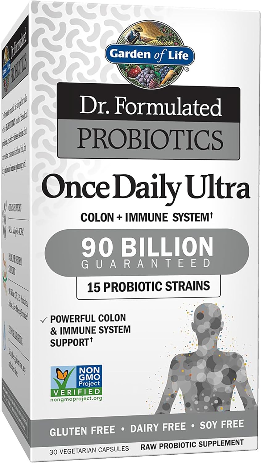 Garden of Life - Dr. Formulated Adult Probiotics Once Daily Ultra - AcidophilUS Probiotic Supports Colon, Digestion, Immune System - Gluten, Soy-Free, Non-Gmo - 30 Vegetarian Capsules (Shipped Cold)