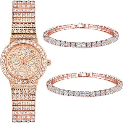 Luxury Womens Watch with Bracelet Gifts Set Rose Gold for Lady Female Elegant Wrist Watches Ladies Stylish Bracelet Watches