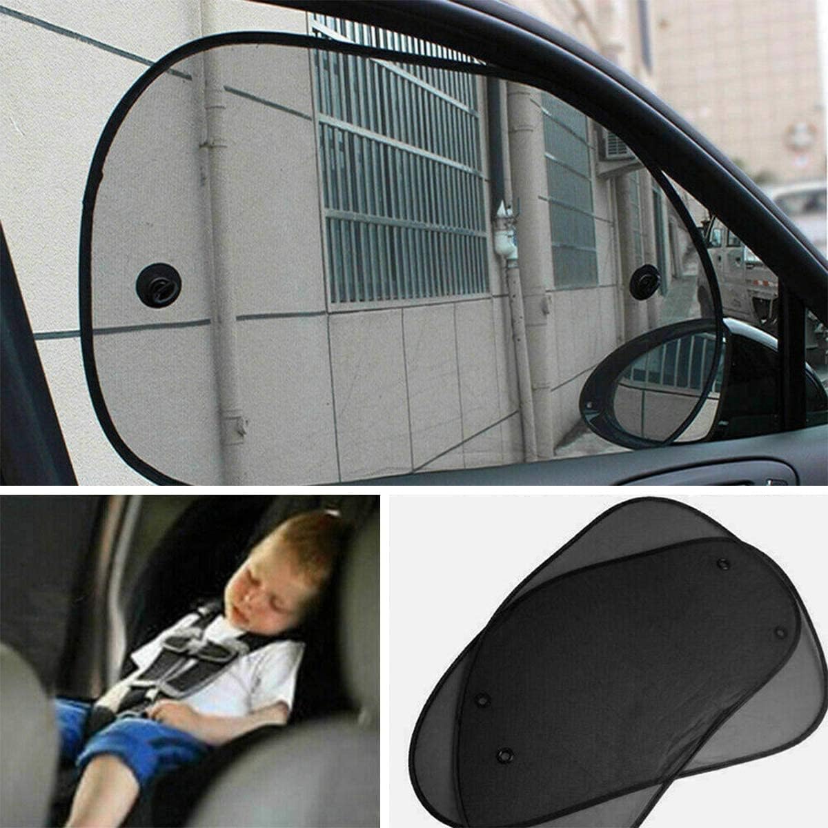 Car Rear Window Sunshade with Suction Cup, 2 Pcs Sun UV Rays Protection for Car Back Window, Sunlight Shield Blocker Mesh Cover for Rear Facing Seats, Car Accessories for Pets/Children (39"x19"/Rear)