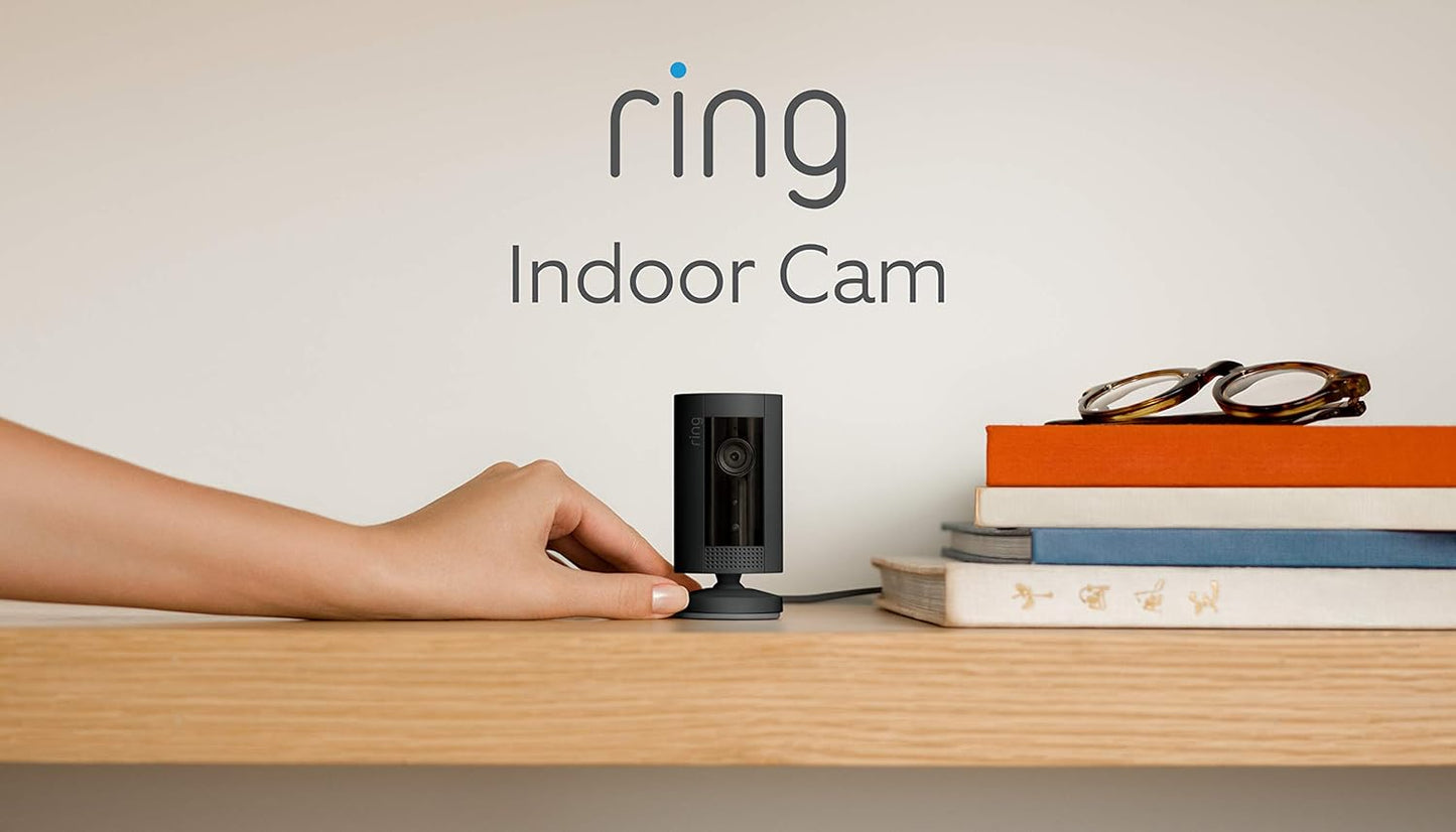 Ring Indoor Cam Plug-In by Amazon | Wi-Fi smart indoor home security camera, two-way talk, full HD live video motion detection, night vision | With 30-day free trial of Ring Protect Plan | Black