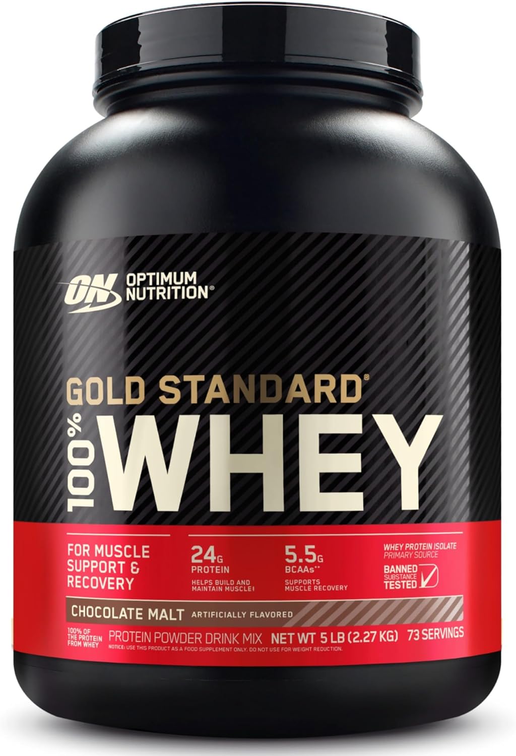 Optimum Nutrition (ON) Gold Standard 100% Whey Protein Powder Primary Source Isolate, 24 Grams of Protein for Muscle Support and Recovery - Delicious Strawberry, 10 Lbs, 146 Servings (4.53 KG)