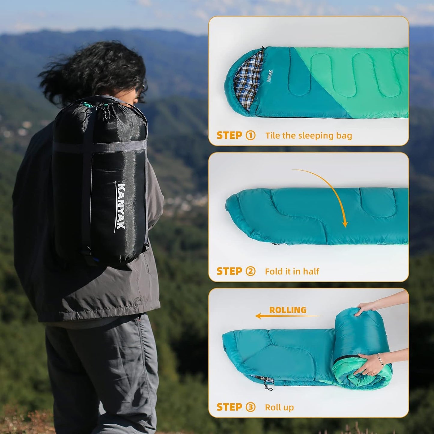 Camping Sleeping Bag, 32℉ Sleeping Bags for Adults Kids Teens Cold Weather Warm Sleeping Bag Winter for 3-4 Season Camping, Camping Gear Equipment, Traveling, and Outdoors