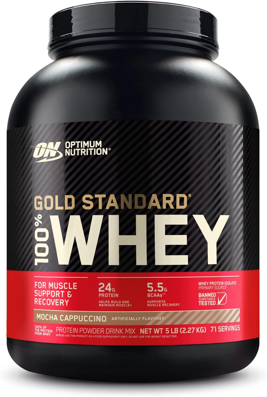 Optimum Nutrition (ON) Gold Standard 100% Whey Protein Powder Primary Source Isolate, 24 Grams of Protein for Muscle Support and Recovery - Delicious Strawberry, 10 Lbs, 146 Servings (4.53 KG)