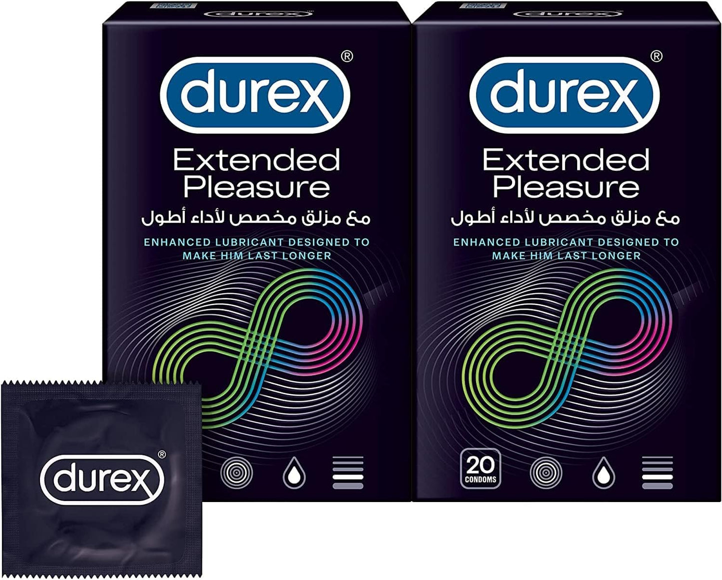 Durex Extended Pleasure Condoms for Men, 20 condoms, Pack of 2