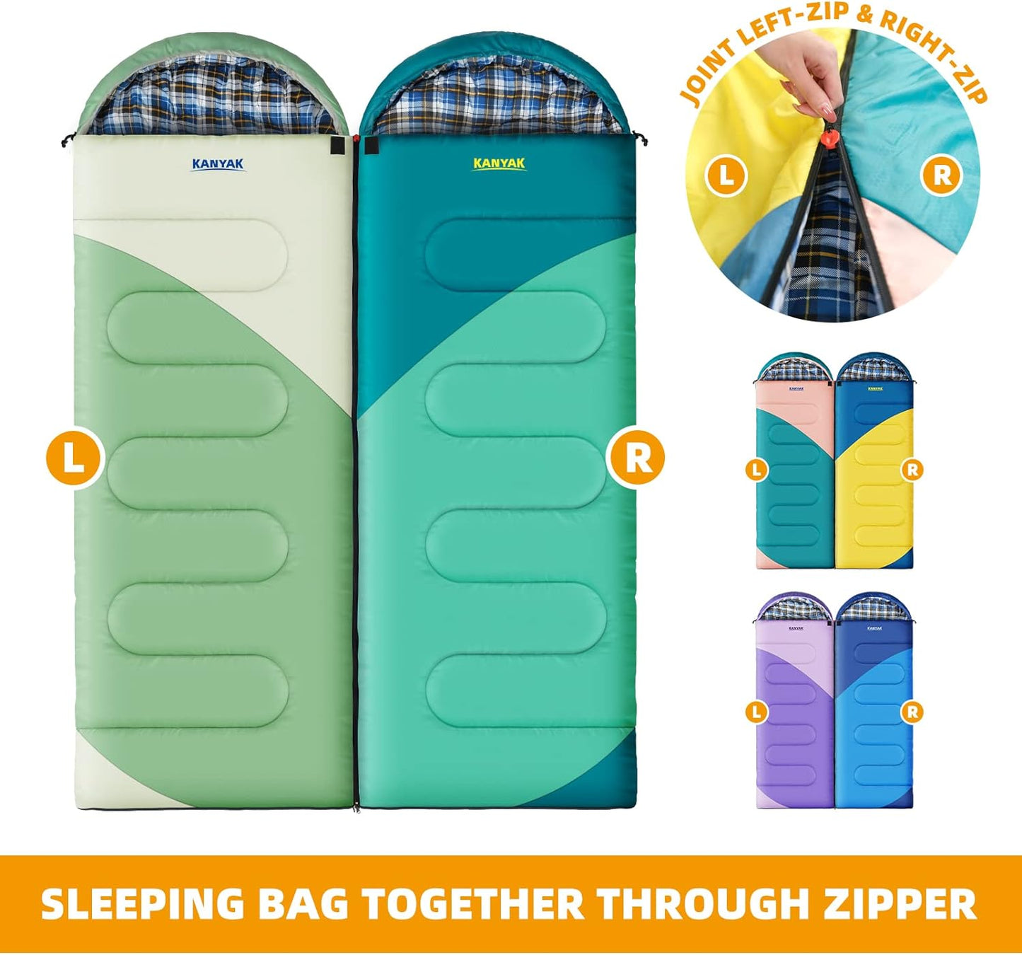 Camping Sleeping Bag, 32℉ Sleeping Bags for Adults Kids Teens Cold Weather Warm Sleeping Bag Winter for 3-4 Season Camping, Camping Gear Equipment, Traveling, and Outdoors