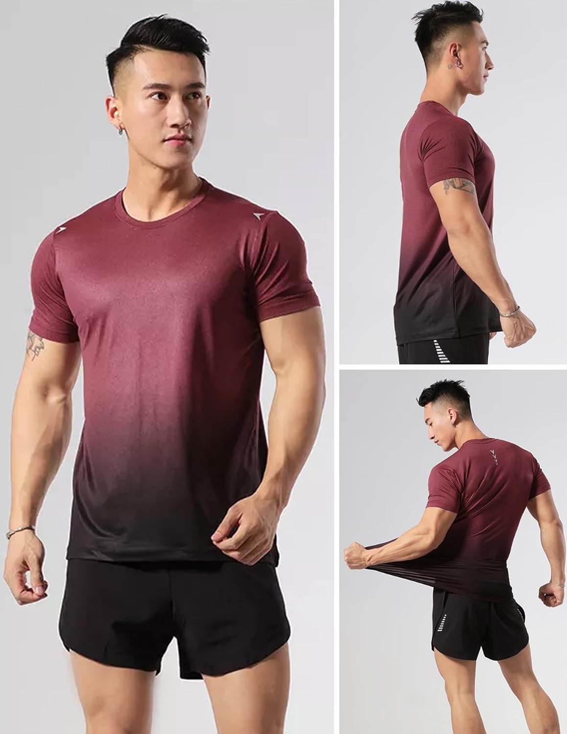 5 Pack Men’s Active Quick Dry Crew Neck T Shirts | Athletic Running Gym Workout Short Sleeve Tee Tops Bulk