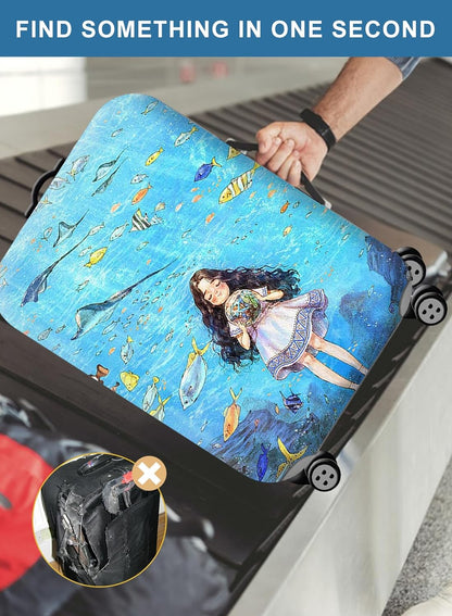 Homarket Travel Luggage Cover Suitcase Protector 18-32 Inch Suitcase Spandex Baggage Covers Washable Dustproof Anti-Scratch (L(26-28 inch luggage), H560)