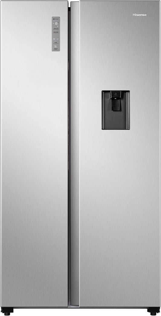 Hisense RS670N4WSU1 Side by Side Refrigerator with Water Dispenser, Inverter Compressor, No Frost Technology, Silver, 1 Year Warranty