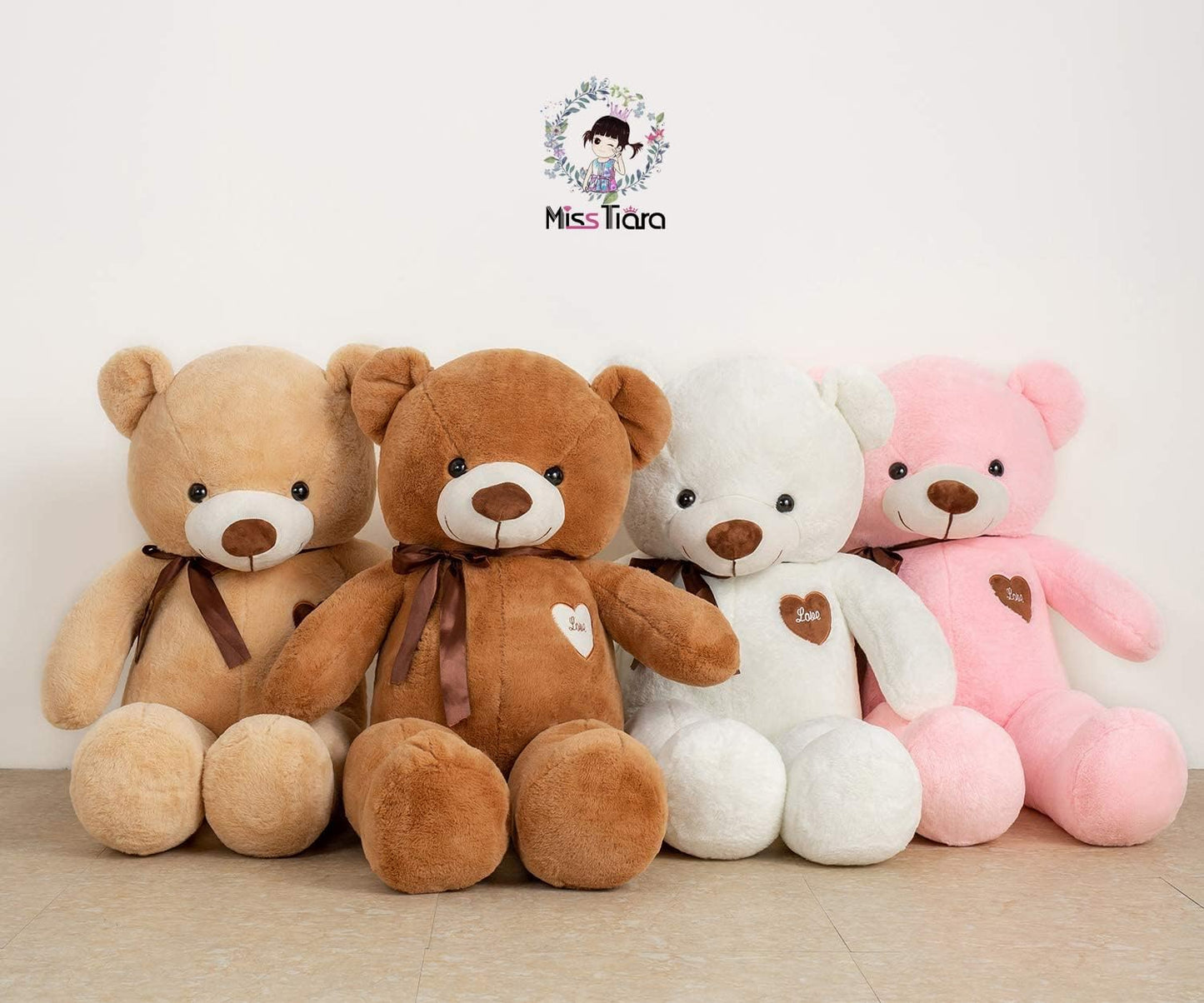 MissTiara Giant Plush Teddy Bear 100cm Cute Soft Stuffed Plush Toy Best Gifts for Valentine’s Day Birthday Party or Any Special days (Pink A)