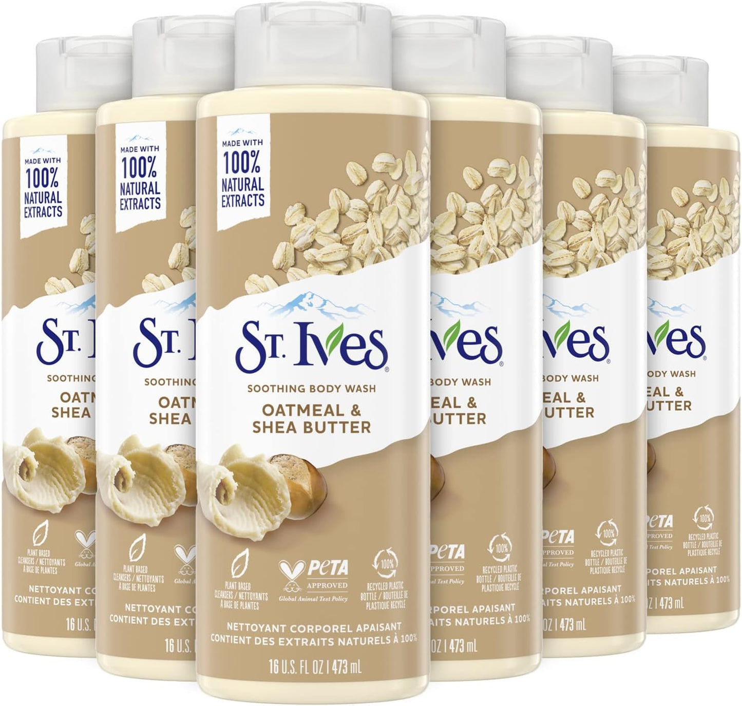 St. Ives Body Wash - Soothing Moisturizing Cleanser with Oatmeal & Shea Butter, Made with Plant-Based Cleansers and 100% Natural Extracts