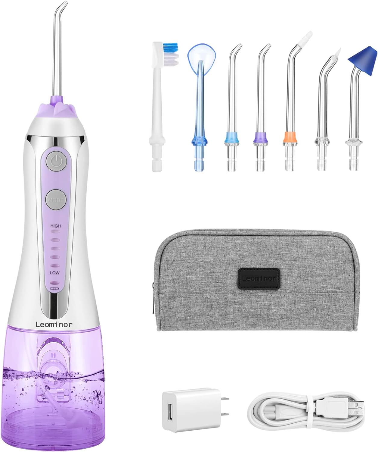 Cordless Water Flosser Professional Oral Irrigator,2021 Upgraded Electric Dental Flosser IPX7 Waterproof,with Travel Bag and 7 Jet Tips, Rechargeable for Home&Travel