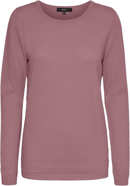 Vero Moda Women's Vmcare Structure Ls O-neck Blou Ga Noos Sweater