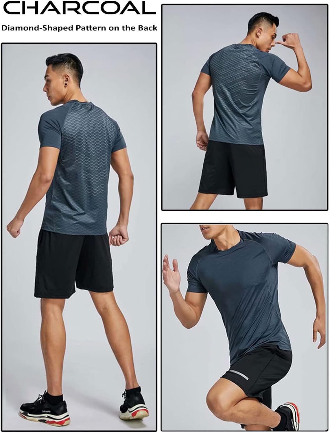 5 Pack Men’s Active Quick Dry Crew Neck T Shirts | Athletic Running Gym Workout Short Sleeve Tee Tops Bulk