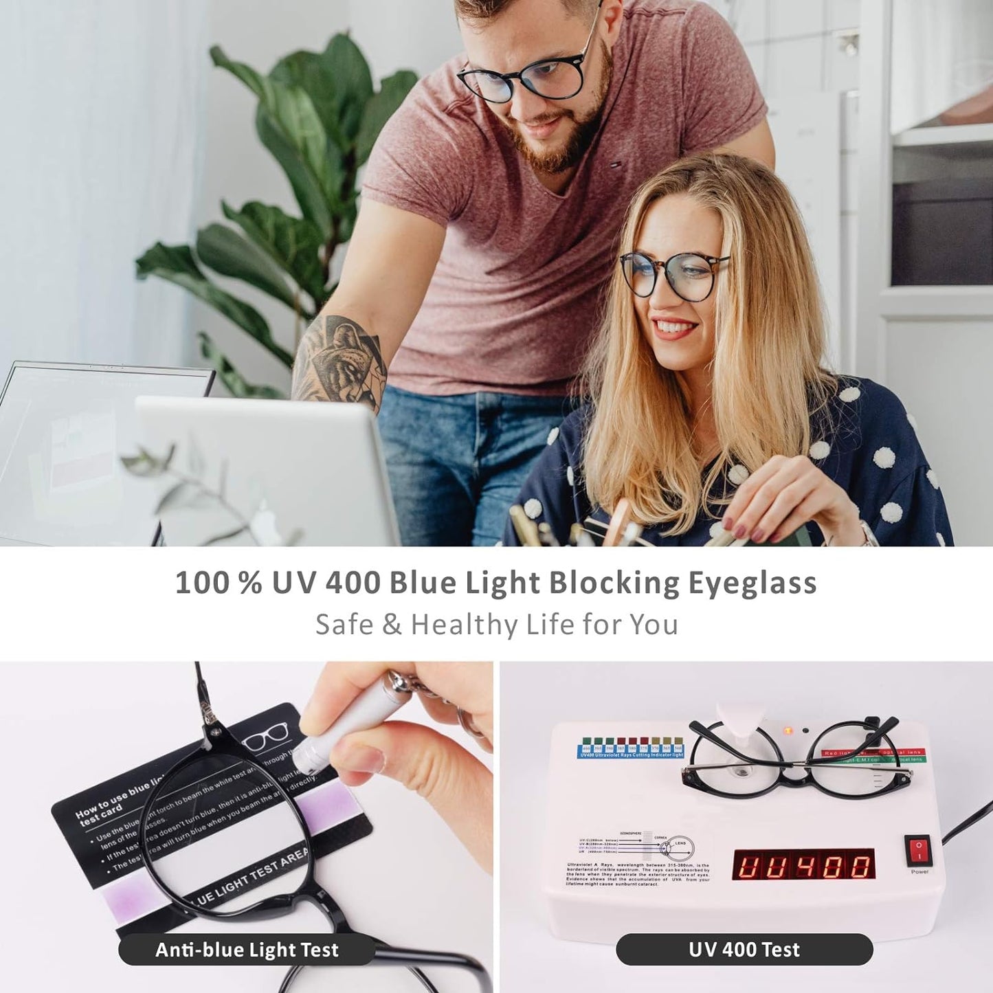 Baytion Blue Light Blocking Glasses - Computer Game Glasses Retro Round Eyeglasses Frame for Women Men, Anti Eye Eyestrain UV 400 Protection Reading Gaming Glasses Non Prescription, Black